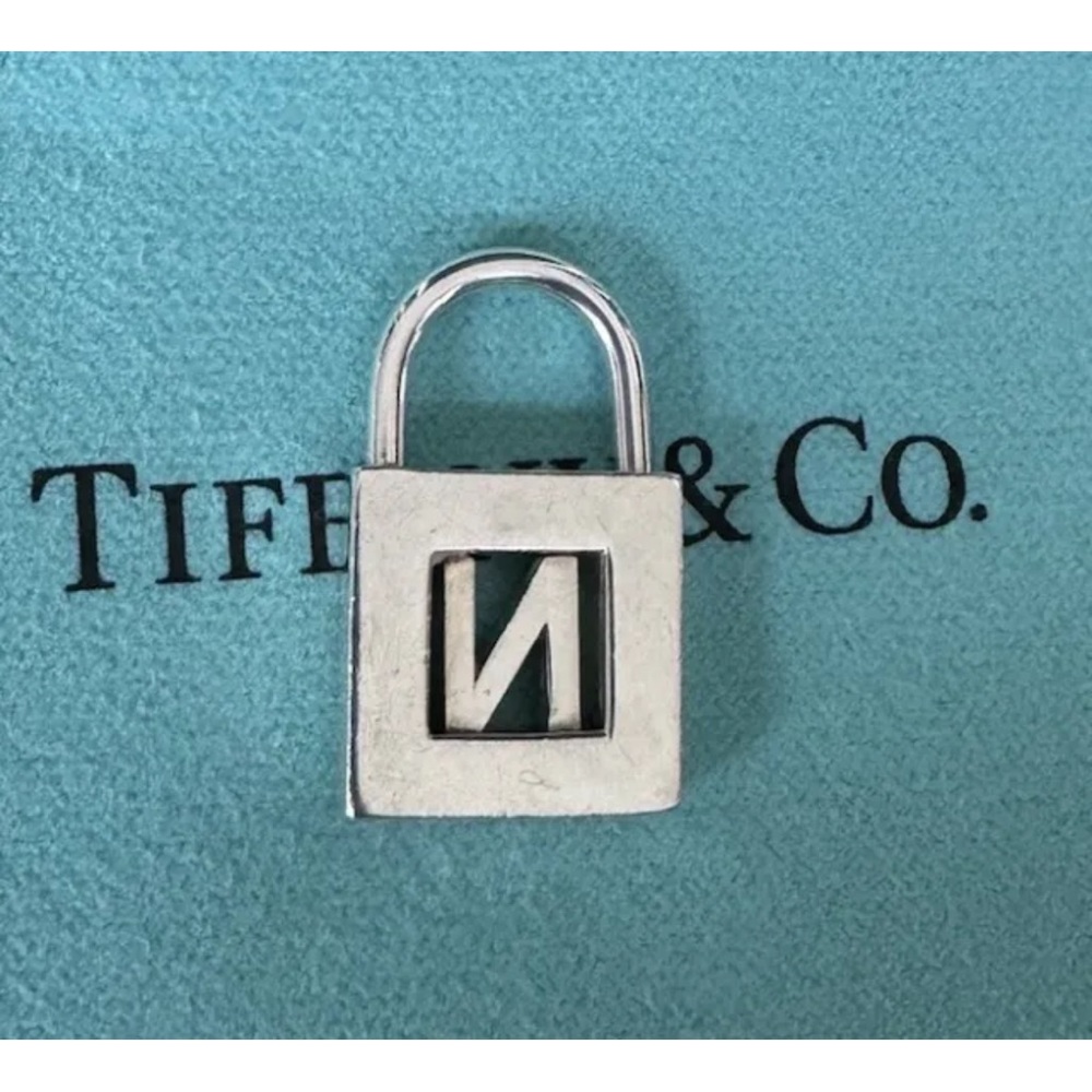 Tiffany & Co Letter N Alphabet Initial Padlock  Notes Charm Pendant in Silver